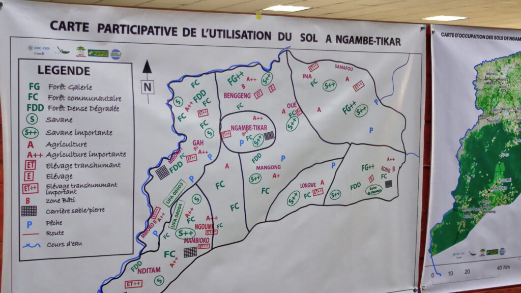Carte participative d&rsquo;utilisation du sol à Ngambé-Tikar, élaboré par CIFOR ICRAF dans le cadre du projet LRIWEP